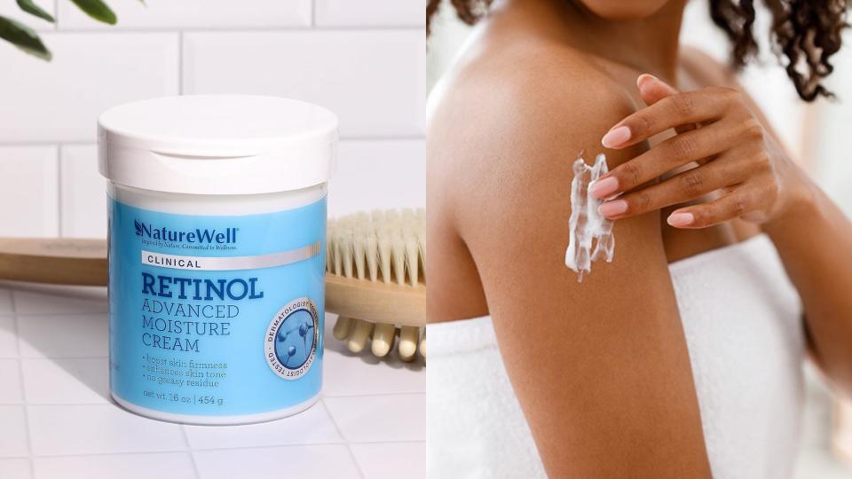 NatureWell Clinical Retinol Advanced Moisture Cream, woman applying cream