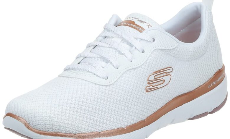 Skechers Flex Appeal 3.0 First Insight, Women's Sneakers, White (White Mesh Rose Gold Trim), 39 EU