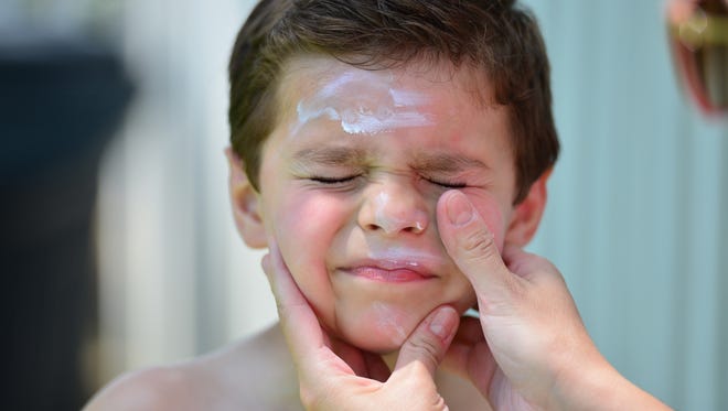 Be sure to smooth sunscreen on your child 30 minutes before sending them out to play in the sun and reapply about every two hours.