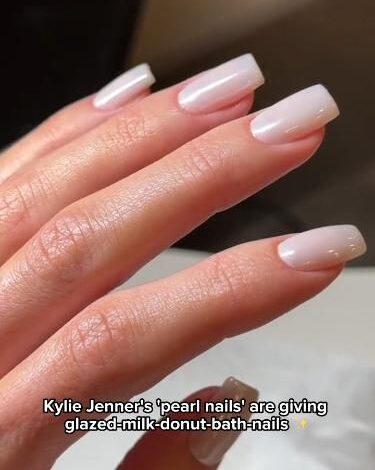 Kylie Jenner just combined the milk bath and glazed donut nail trends into a single manicure