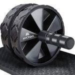 Abdominal Wheel Roller with Large Mat Abdominal Workout Dual Wheel with Dual Modes Strength Training at Home Gym