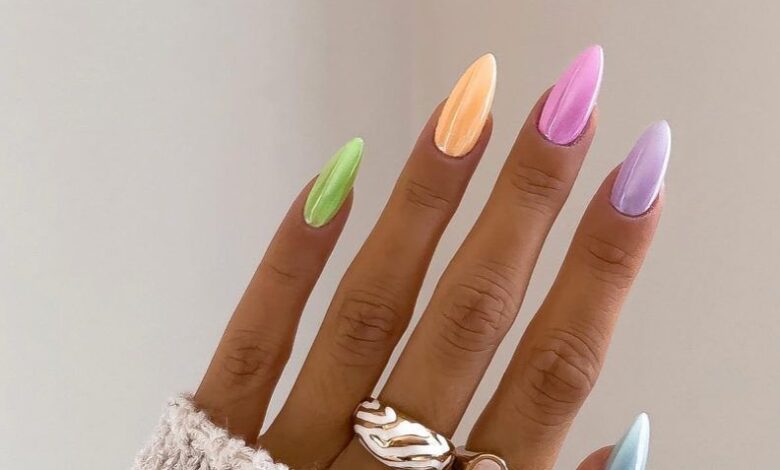 These colourful chrome nail art designs were made for summer