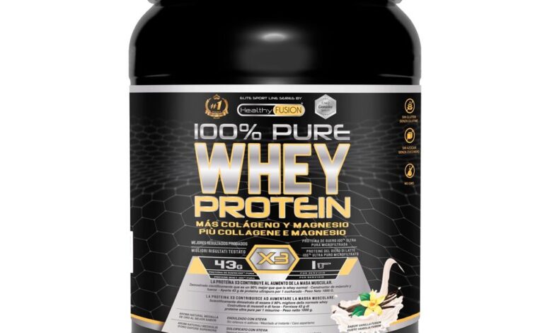 Pure Whey Protein with Collagen + Magnesium |  Tones and increases muscle mass |  Improve your workouts |  1000g of protein (vanilla)