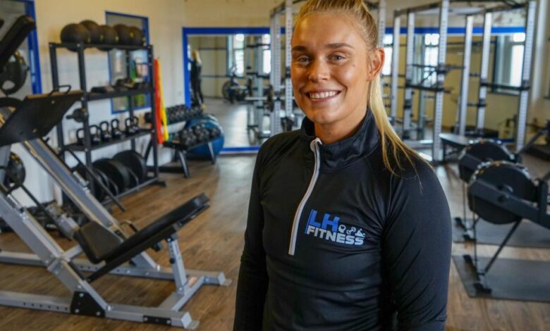 Lauren Hardy, owner of LH Fitness, in the new gym in Hasland. (Photo: Brian Eyre)