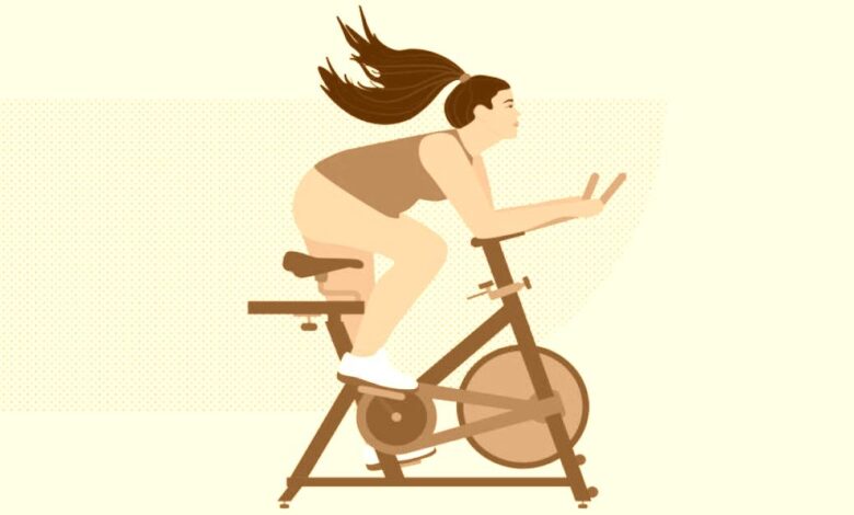 An illustration of a woman doing bike sprints