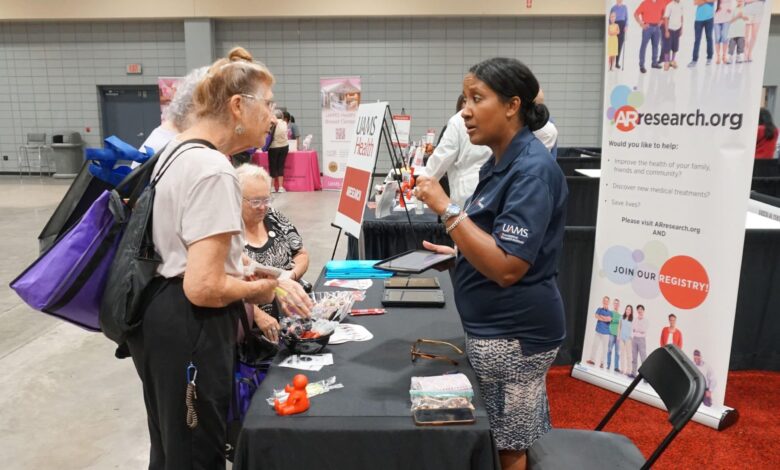 Monica Smith, representing the UAMS Translational Research Institute, helped expo attendees join the ARresearch registry of potential research volunteers.
