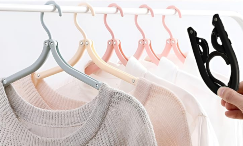 Overpacker? Bring these genius foldable hangers — they're just under $1 each right now