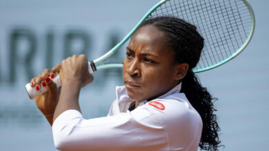 PARIS, FRANCE - MAY 25.  Coco Gauff of the United States during practice on Court Suzanne Lenglen in preparation for the 2024 French Open Tennis Tournament at Roland Garros on May 25th, 2024, in Paris, France. (Photo by Tim Clayton/Corbis via Getty Images)