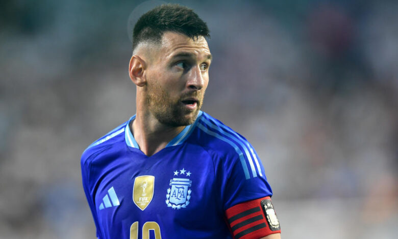 LANDOVER, MD - JUNE 14: Lionel Messi #10 of the Argentina National Team looks on during a game between Guatemala and Argentina at FedexField on June 14, 2024 in Landover, Maryland. (Photo by Jose L Argueta/ISI Photos/Getty Images)