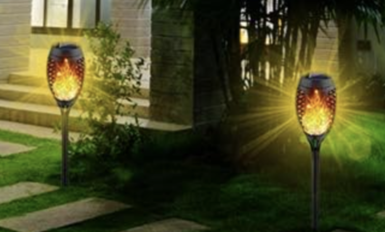 The 'festive' solar torch lights to make your garden glow are 40% off at Amazom