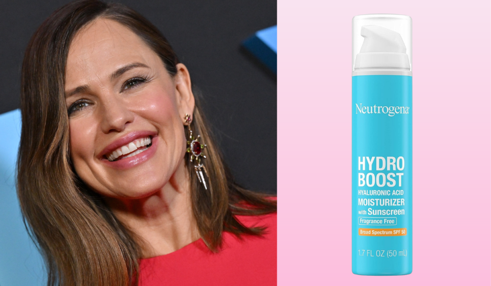 Jennifer Garner / bottle of Neutrogena Hydro Boost Moisturizer with Sunscreen