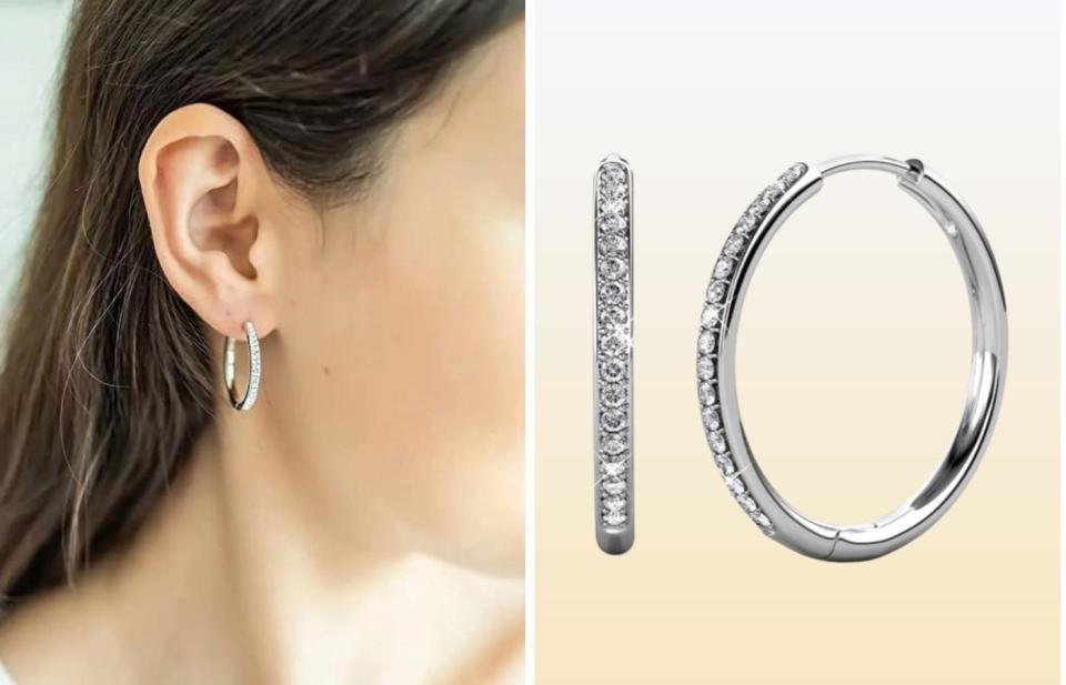 Cate & Chloe Bianca 18k White Gold Plated Silver Hoop Earrings 