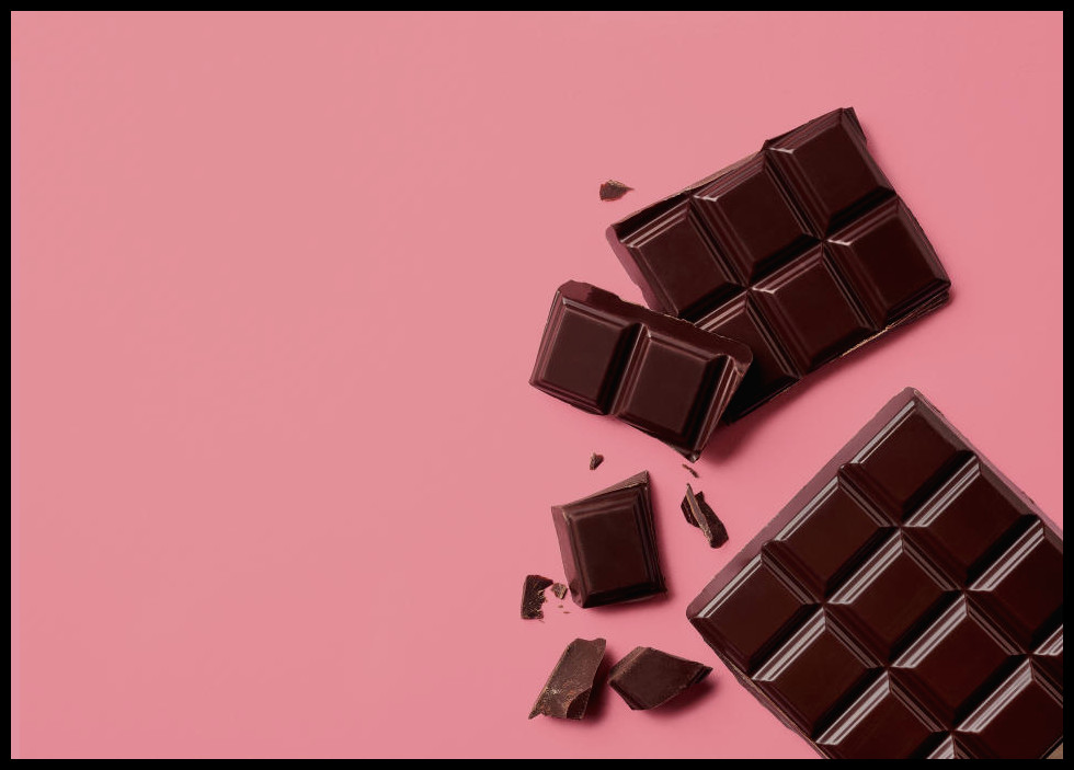 Pieces of dark chocolate.